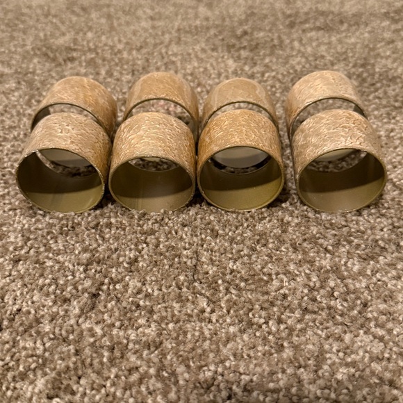 Textured Gold Napkin Rings Set - Picture 2 of 2